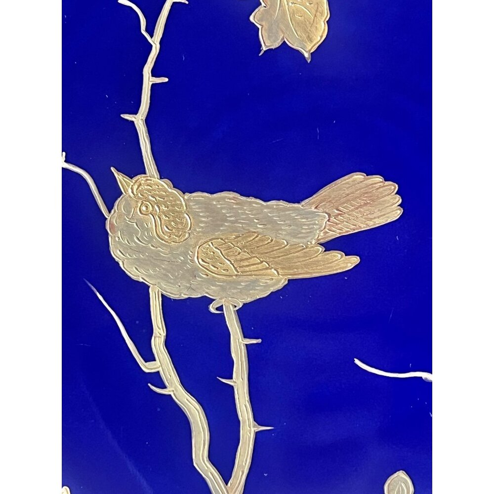 Antique Pirkenhammer 1800s Cobalt Blue Cabinet Plate With Encrusted Gold 8 7/8" - Picture 5 of 12